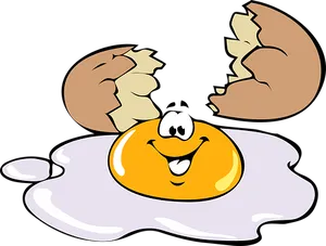 Happy Cracked Egg Cartoon PNG Image