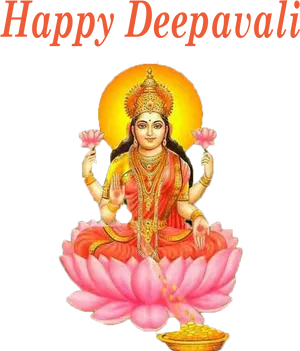 Happy Deepavali Goddess Lakshmi PNG Image