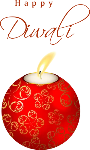 Happy Diwali Candle Greeting PNG Image