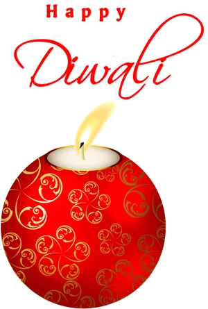 Happy Diwali Greetingwith Decorative Diya PNG Image