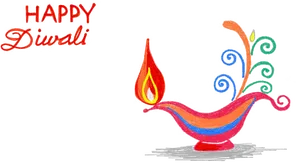 Happy Diwali Greetingwith Decorative Diya PNG Image