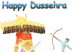 Happy Dussehra Celebration Illustration PNG Image