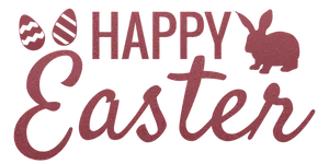 Happy Easter Glitter Text Bunny Eggs PNG Image