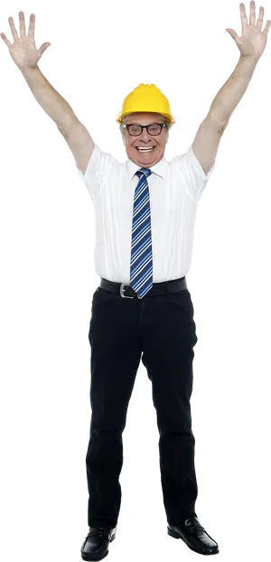 Happy Engineer Celebrating Success PNG Image