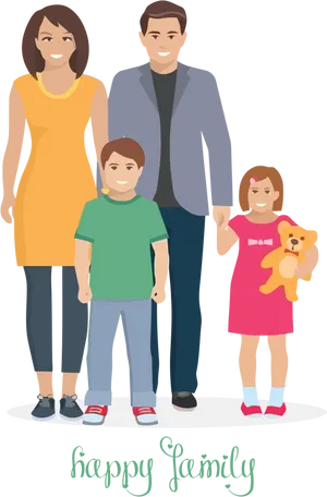 Happy Family Illustration PNG Image