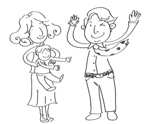 Happy Family Sketch PNG Image