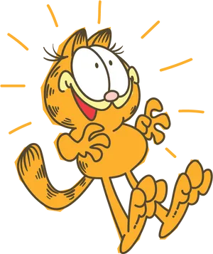 Happy Garfield Cartoon Illustration PNG Image