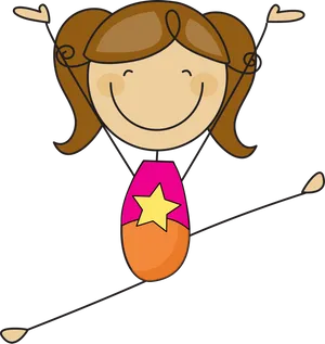 Happy Girl Cartoon Swinging.png PNG Image