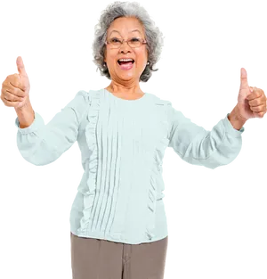 Happy Grandmother Giving Thumbs Up PNG Image