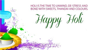 Happy Holi Festival Greeting PNG Image