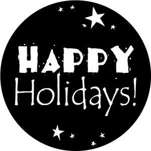 Happy Holidays Blackand White Greeting PNG Image