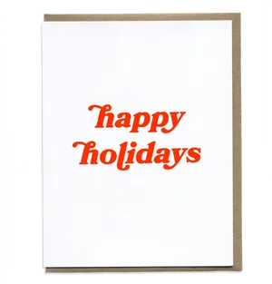 Happy Holidays Card Red Text PNG Image