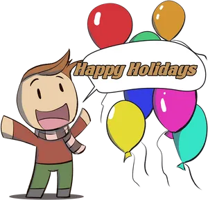 Happy Holidays Cartoon Celebration PNG Image