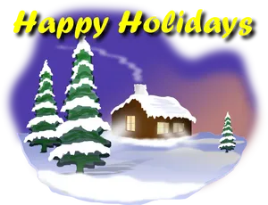 Happy Holidays Winter Scene PNG Image