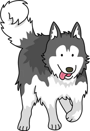 Happy Husky Cartoon Illustration PNG Image