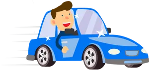 Happy Man Driving Car Cartoon PNG Image