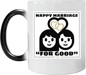 Happy Marriage Mug Design PNG Image