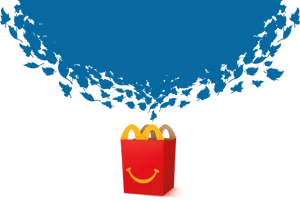 Happy Meal Box With Flying Fish Illustration PNG Image