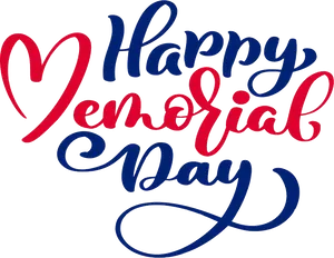 Happy Memorial Day Cursive Text PNG Image