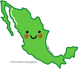 Happy Mexico Map Cartoon Character PNG Image