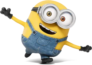 Happy Minion Waving PNG Image