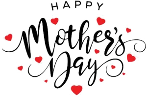 Happy Mothers Day Calligraphy Hearts PNG Image