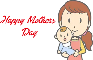 Happy Mothers Day Cartoon Momand Baby PNG Image