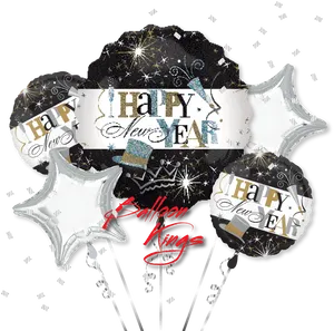 Happy New Year Balloon Decoration PNG Image