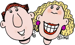 Happy Parent Cartoon Faces PNG Image