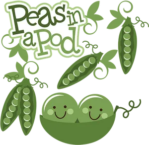 Happy Peasina Pod Illustration PNG Image