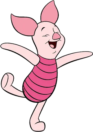 Happy Piglet Cartoon Character PNG Image