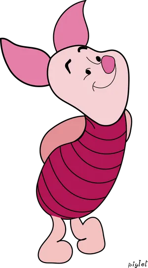 Happy Piglet Cartoon Character PNG Image