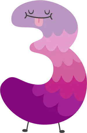 Happy Purple Creature Illustration PNG Image