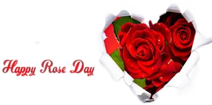 Happy Rose Day Heart Shaped Roses PNG Image