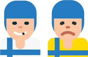 Happy Sad Blue Emoji Faces PNG Image