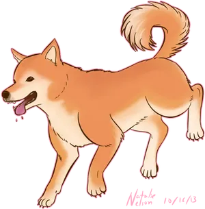 Happy Shiba Inu Illustration PNG Image