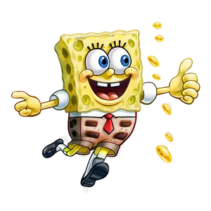 Happy Spongebob Running Png Oet PNG Image