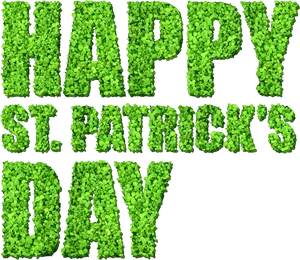 Happy St Patricks Day Clover Text PNG Image