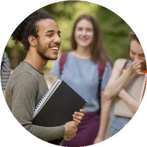 Happy Students Outdoors Campus Life PNG Image