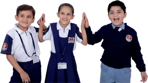 Happy Studentsin Uniform PNG Image