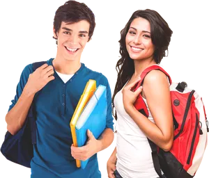 Happy Studentswith Booksand Backpacks PNG Image