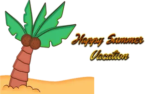 Happy Summer Vacation Palm Graphic PNG