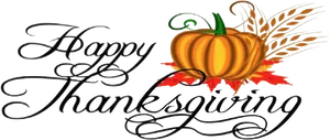 Happy Thanksgiving Pumpkinand Wheat Graphic PNG Image