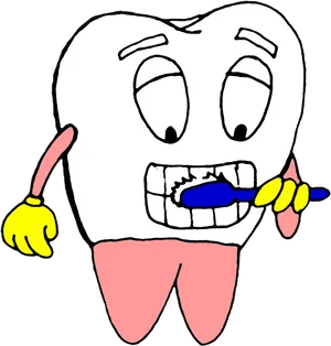 Happy Tooth Brushing Cartoon PNG Image