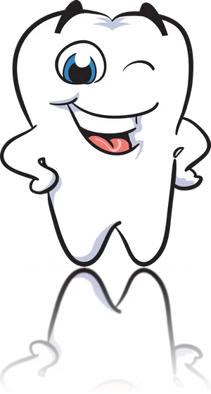 Happy Tooth Cartoon Character PNG Image