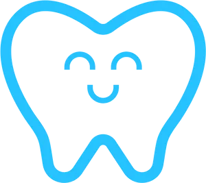 Happy Tooth Icon Blue Outline PNG