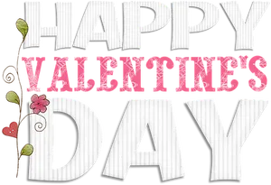 Happy Valentines Day Floral Design PNG Image