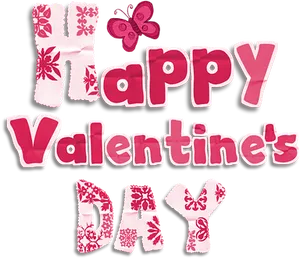 Happy Valentines Day Text Butterfly PNG Image