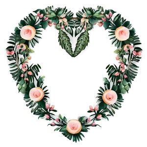 Happy Valentines Floral Heart Wreath Png Khk33 PNG Image