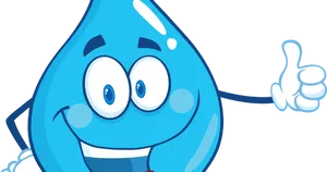 Happy Water Drop Cartoon Giving Thumbs Up PNG Image